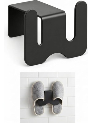 Meks Orret Home Duvara Yapıştırılabilir Terlik Askısı Metal Terlik Organizeri Banyo Terlik Tutucu Yapışk