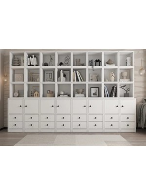 Vivense Zara Modüler Dolaplı Çekmeceli Çalışma Odası Kitaplığı Beyaz Nrg Ktp 1111