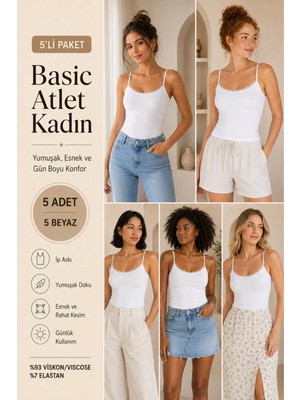 Loule Kadın Ip Askılı & Dantel Detaylı Viskon 5 Adet Atlet