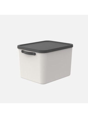 Rotho Mythen Kapaklı Saklama Kutusu Beyaz 55 Litre (3'li Paket)