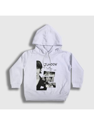 Presmono Unisex Çocuk Beyaz Juhoon K-Pop Cortis Kapüşonlu Sweatshirt