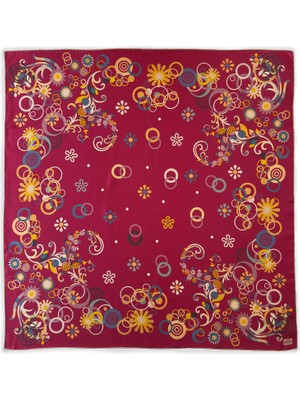 Bohem Ritim Fuşya Twill Ipek Eşarp