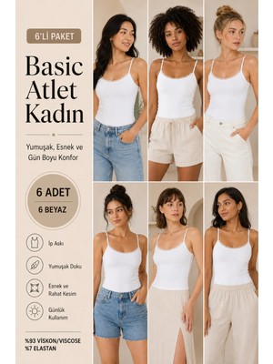 Loule Kadın Ip Askılı & Dantel Detaylı Viskon 6 Adet Atlet