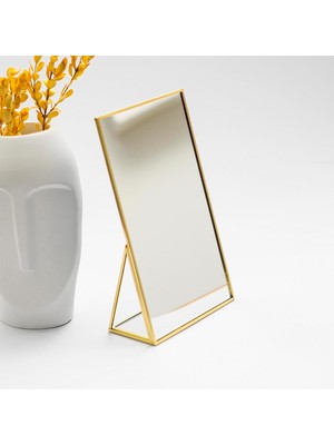 Mey İthalat 25X15CM Pirinç Gold Masaüstü Makyaj Aynası Yapımı Dekoratif
