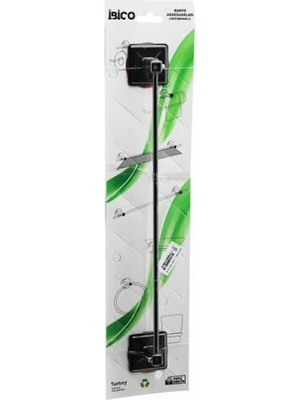 Valor Siyah Metal Havluluk, Uzun, Yapışkanlı Montaj