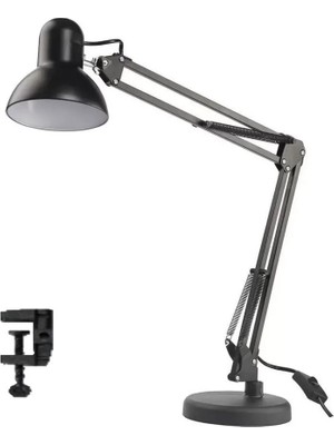 Uslucan Alışveriş Siyah Ayarlanabilir Yaylı Kol Meta Masa Lambası E27, IP20, 220V + Masa Bağlantı Aparatı