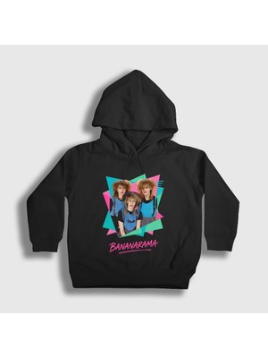 Presmono Unisex Çocuk Siyah Poster Pop Bananarama Kapüşonlu Sweatshirt