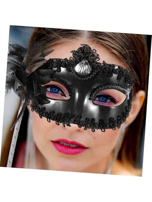 Fırsatkolik Mey Ithalat® Siyah Işıltılı Tutmalı Fotoğraf Çekimi Maskesi 18X29 cm
