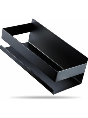 Valor Mallart® Siyah Paslanmaz Metal Banyo Rafı - 3m Yapışkanlı Duş Rafı ve Mutfak Düzenleyici Organizer