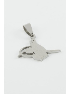 Zero Land Kmrsfres Tuğra Çelik Kolye Ucu 2,1 Cm-Gümüş Rengi
