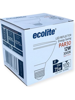 Ecolite LED PAR30 12W 3000K E27 (3'li Paket)