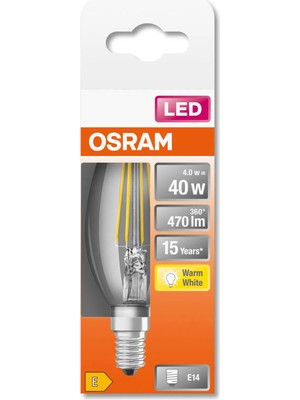 Mey İthalat 10'lu Osram LED Value 4W CLB40 Sarı Işık 2700K E14 Duy Filament Mum Buji Ampul