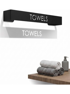Valor Orret Home Yapışkanlı Havlu Askısı Siyah Metal Havluluk Towels Yazılı Banyo Havlu Tutucu Duvar Tipi