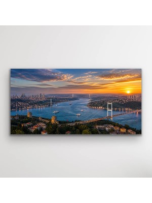 Alvera 3 Boğaz Manzaralı Istanbul Kanvas Tablo 40X80 cm