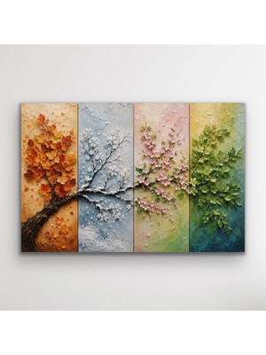 Alvera 4 Mevsim Ağaç Kanvas Tablo 20X30 cm