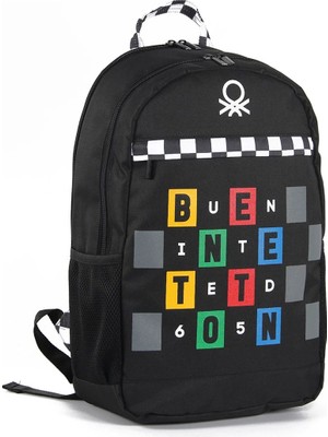 United Colors Of Benetton Okul Çantası 03759 Siyah Üç Bölmeli