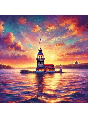 Alvera Kız Kulesi Kanvas Tablo 90X90CM