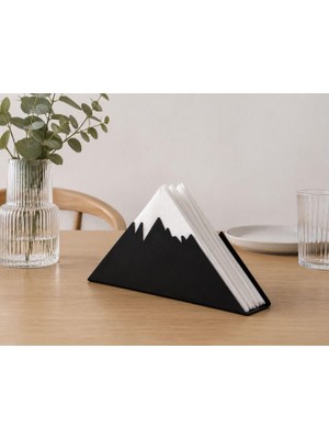 Valor Dağ Siluetli Dekoratif Peçetelik, Siyah, Metal, 21 x 4 x 8 Cm, Masa Üstü Kullanım | Pla 3D Baskı