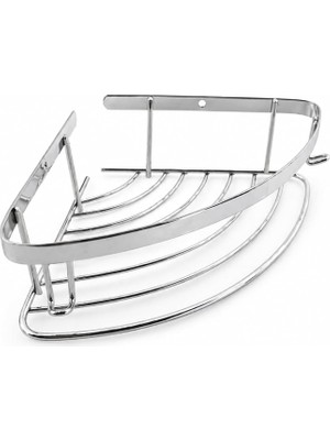 Valor Norm Nil (1 Adet) Tek Katlı Krom Şampuanlık 18X18 cm Vida Dahil Banyo Lavabo Köşe Rafı Metal Tekli