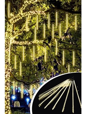 Valor Buffer® Meteor LED Işık Seti, Sarı Renk, USB Güç Kaynağı, 9'lu Plastik Tüp, Asmalı Dekoratif Bahçe