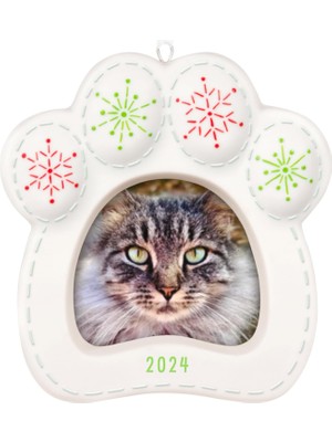 Valor Hallmark Keepsake Noel Süsleme 2024, Pretty Kitty 2024 Fotoğraf Çerçevesi, Porselen, Evcil Hayvan H