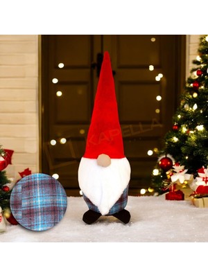 Valor Yilbaşi Noel Baba Dekorati̇f Bi̇blo Bordo Mavi̇ Ekose