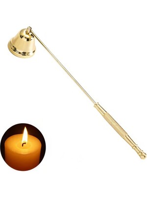 Paslanmaz Çelik Gold 22 cm Dekoratif Çan Dizayn Saplı Mum Söndürücü CIN818SR
