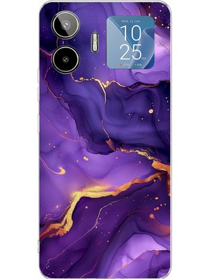 TechTree General Mobile Gm 26 Pro Uyumlu Ametist Taşı Mor Mermer Baskılı Silikon Kılıf