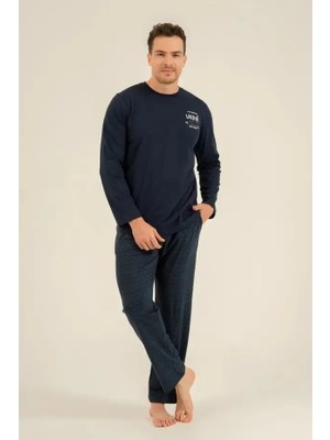 Arnetta %100 Pamuk Uzun Kol Erkek Pijama Takım 3827