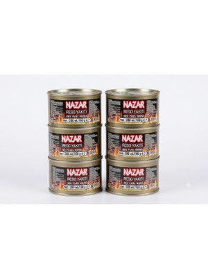 NAZAR 6 Kutu Reşo Yakıtı Jel Yakıt (200 ml / 150 Gr) - Mangal Kamp ve Büfe Tipi Isıtıcı Jel