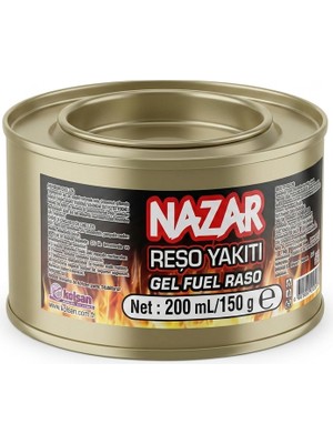 NAZAR Reşo Yakıtı Jel Yakıt 1 Kutu (200 ml / 150 Gr) Mangal Kamp ve Büfe Tipi Isıtıcı Jel