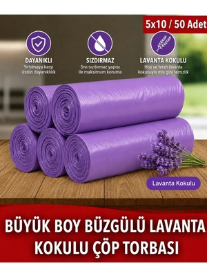 MR Nejat 50 Adet Lavanta Kokulu Büzgülü Büyük Boy  Çöp Torbası 65x70 cm MR.NEJAT