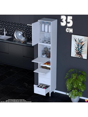 Eliusta Ekin 35 cm 3 Çekmeceli Bakliyat Dolabı Çok Amaçlı Mutfak Kiler Banyo Organizer Çocuk Odası Dolabı