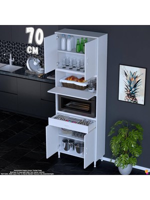 Eliusta Çağıl 70 cm Çok Amaçlı Fırın Dolabı - Mutfak Kiler Banyo Antre Hobi Dolabı 70X226X32 cm