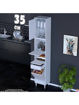 Eliusta Zümra 35 cm Beyaz Mutfak Dolabı Patates Soğan Saklama Dolabı Çok Amaçlı Kiler Banyo Dolabı 35X226X32