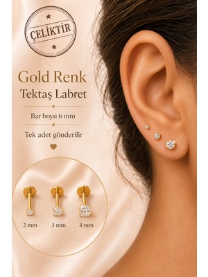 Sacce Scarves & Accessories 316L Çelik Tektaş Piercing 8 mm Bar Kulak Burun Tragus Helix Labret