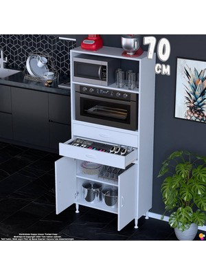 Eliusta Ilgın 70 cm Kahve Köşesi Çok Amaçlı Mutfak, Bakliyat ve Fırın Dolabı Banyo Dolabı 70X181X32 cm