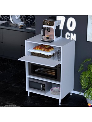 Eliusta Smart 70 cm Üstten Kapaklı Mutfak Dolabı Mikrodalga Fırın Standı Kiler Beyaz Dolap 70X119X48 cm