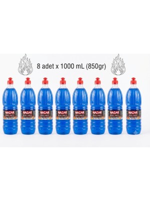 NAZAR Jel Yakıt 8'li Koli - 8 x 1000 ml (850G) - Profesyonel Kullanım Için Avantajlı Paket