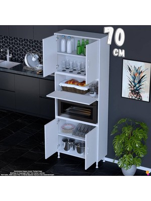 Eliusta Işıl 70 cm Mikrodalga/fırın Dolabı Kapaklı Orta Bölmeli Çok Amaçlı Kiler Banyo Dolabı 70X213X32 cm