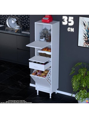 Eliusta Defne 35 cm Çok Amaçlı Mutfak, Bakliyat ve Kahve Köşesi Organizer Dolap Sepetli Dolap 35X163X32 cm