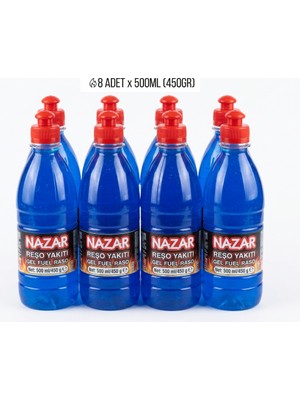 NAZAR 8 Adet Jel Reşo Yakıtı 500 ml (450 Gr) Isıtıcı Jel Yakıt