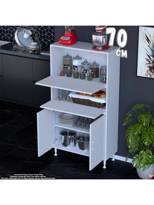 Eliusta Vento 70 cm Çok Amaçlı Mutfak Kiler Dolabı Üst Kapaklı Banyo Ayakkabılık Boy Mutfak Dolabı 70X150X32