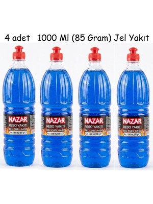 NAZAR Jel Yakıt 4'lü Paket - 4 x 1000 ml (850G) - Ekonomik Set