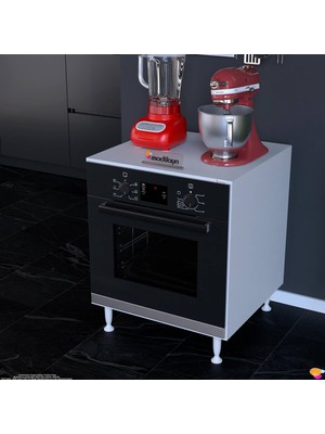 Eliusta Nivo 60 cm Ankastre Fırın ve Ocak Altı Modülü Mutfak Robotu Standı Beyaz Mutfak Dolabı 60X76X56 cm