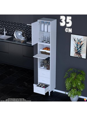 Eliusta Roven 35 cm 3 Çekmeceli Çok Amaçlı 2 Kapaklı Mutfak Kiler Banyo Organizer Çocuk Odası Dolabı