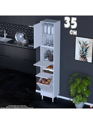 Eliusta Mona 35 cm Tam Kapaklı Sepetli Çok Amaçlı Mutfak Kiler Banyo Kirli Çamaşır Dolabı Oyuncak Dolabı