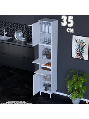 Eliusta Derin 35 cm 4 Kapaklı Çok Amaçlı Organizer Mutfak Kiler Dolabı Banyo Çocuk Odası Boy Dolabı Beyaz