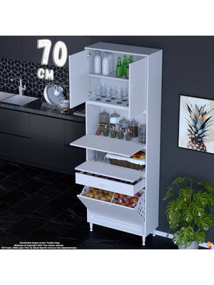 Eliusta Zümra 70 cm Beyaz Fırın Dolabı Patates Soğan Saklama Dolabı Çok Amaçlı Kiler Banyo Dolabı 70X226X32