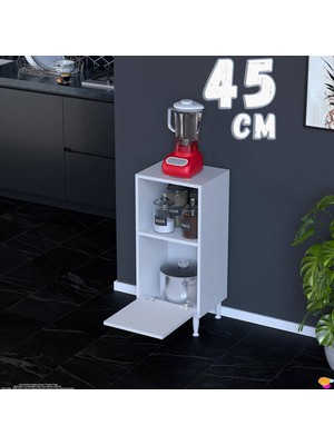 Eliusta Lara 45 cm Kapaklı Çok Amaçlı Mutfak Dolabı Mikrodalga Rafı Ekmeklik Kiler Modülü 45X87X32 cm Beyaz